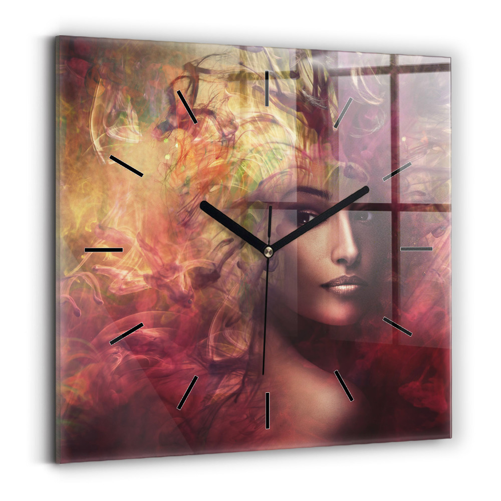Horloge murale carrée Portrait de femme