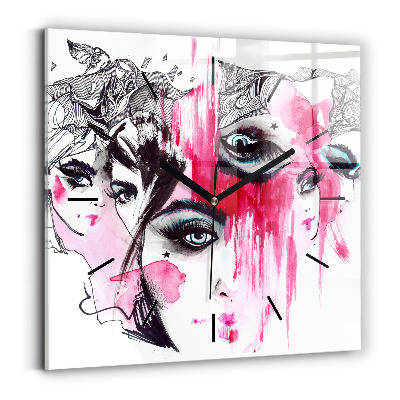 Pendule carrée en verre Abstraction aux multiples visages