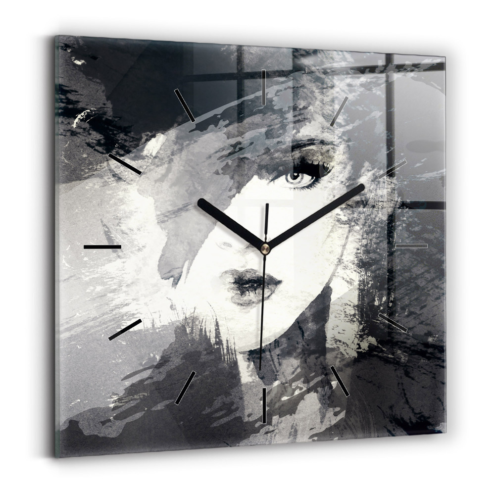 Pendule carrée en verre Femme - aquarelle