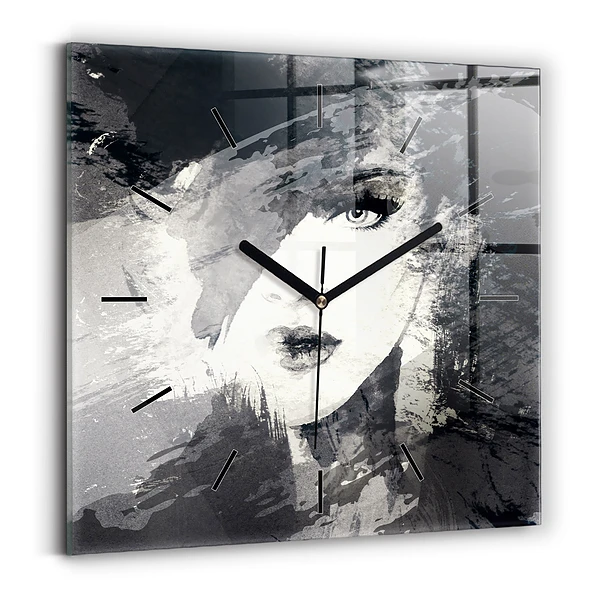 Pendule carrée en verre Femme - aquarelle