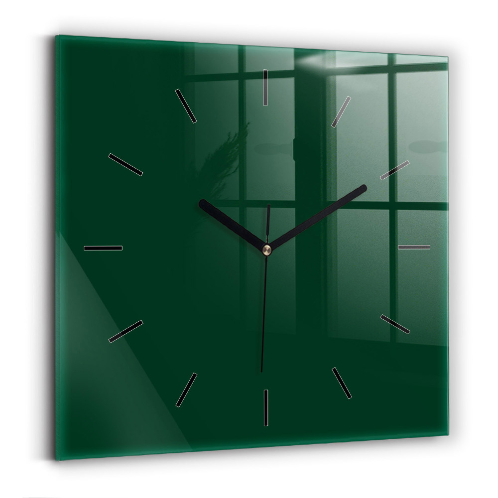 Horloge carrée en verre Couleur vert bouteille