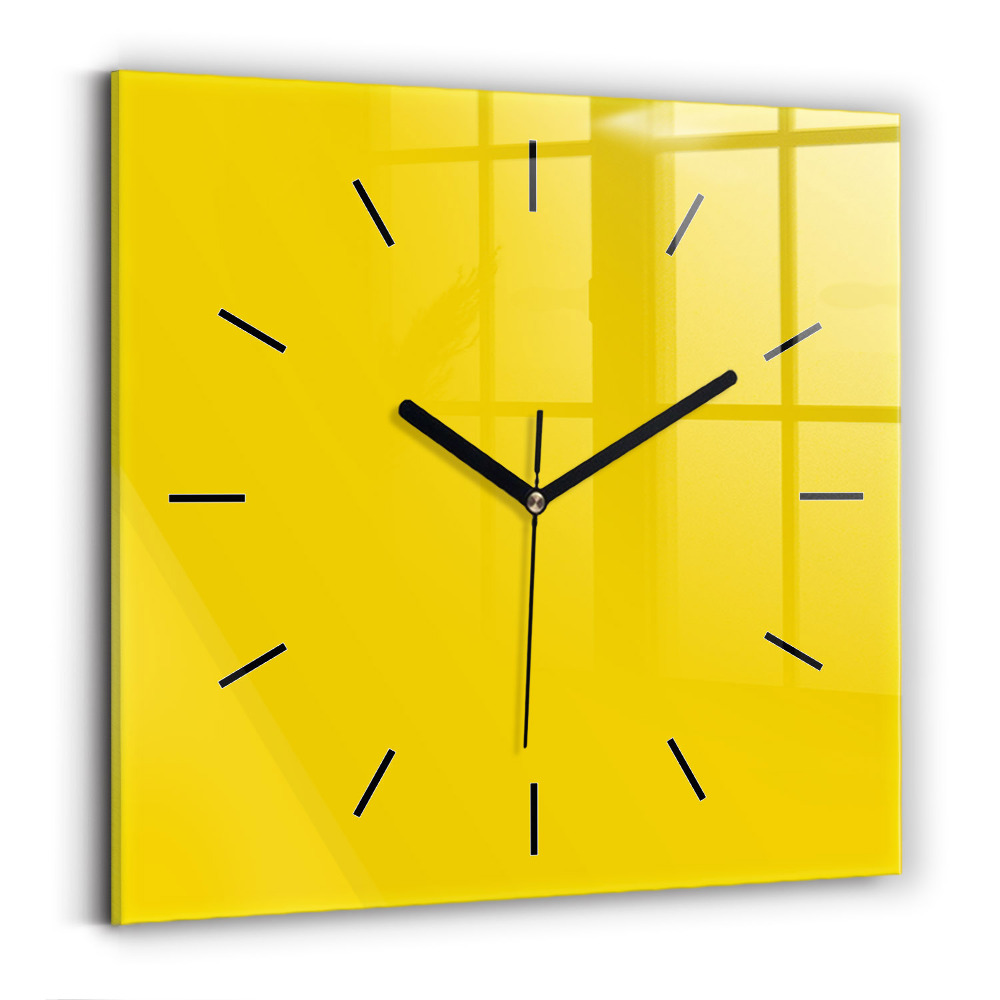 Horloge carrée en verre Jaune