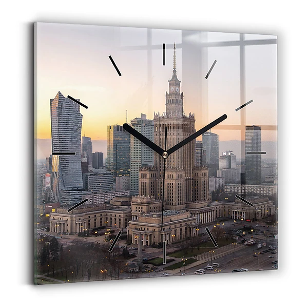 Horloge murale carrée Panorama de Varsovie