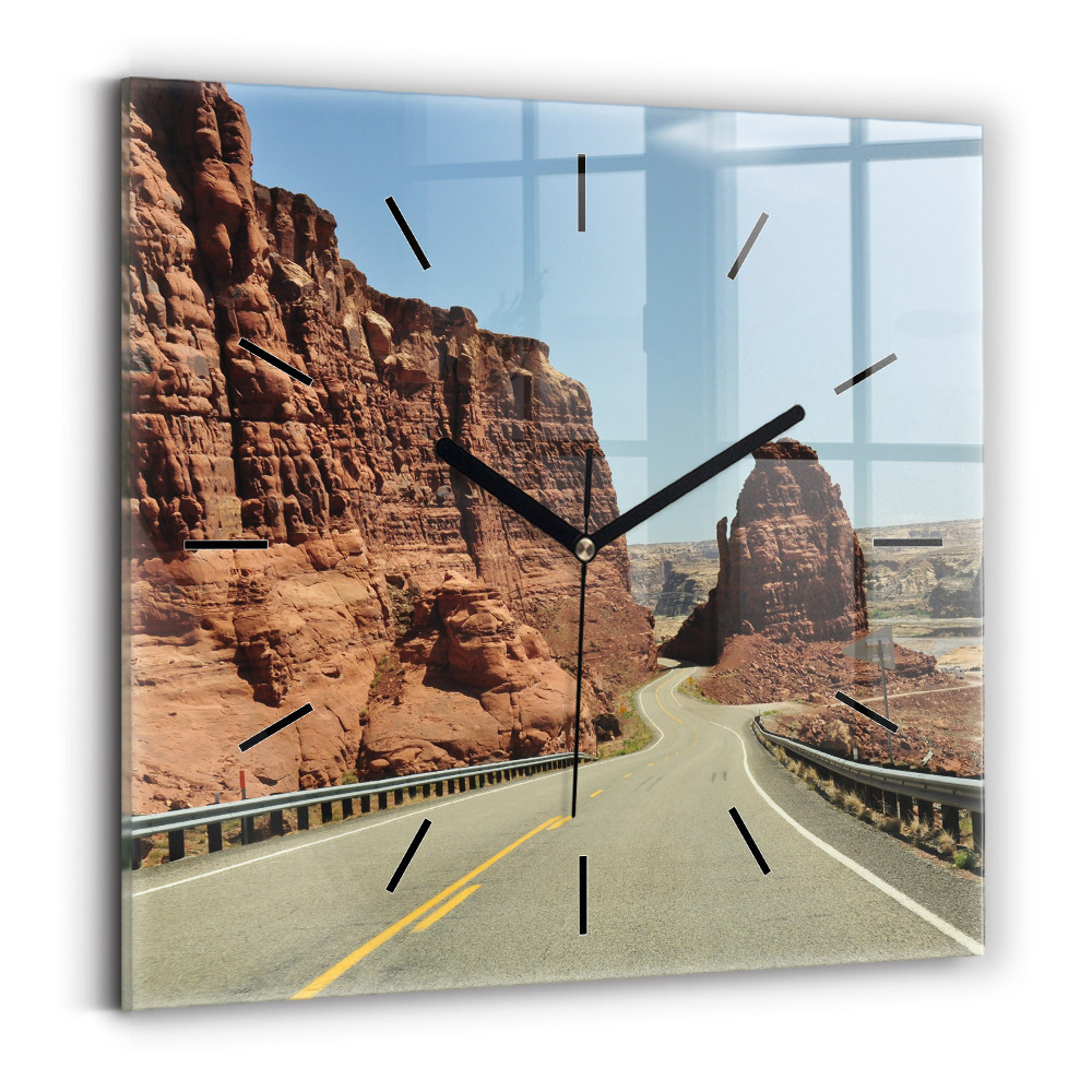 Horloge carrée en verre Route 66 aux États-Unis