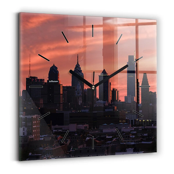 Horloge murale carrée Panorama de Philadelphie