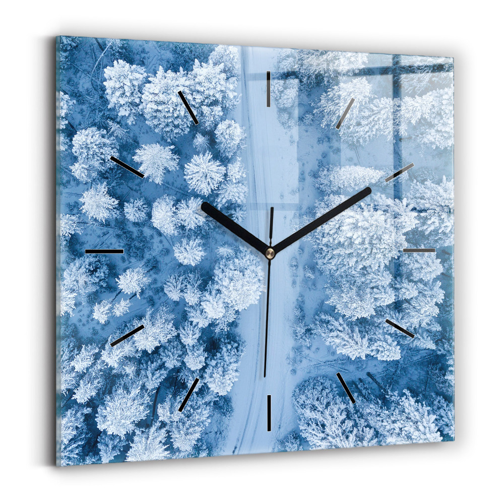 Horloge carrée en verre Forêt vue d'un drone