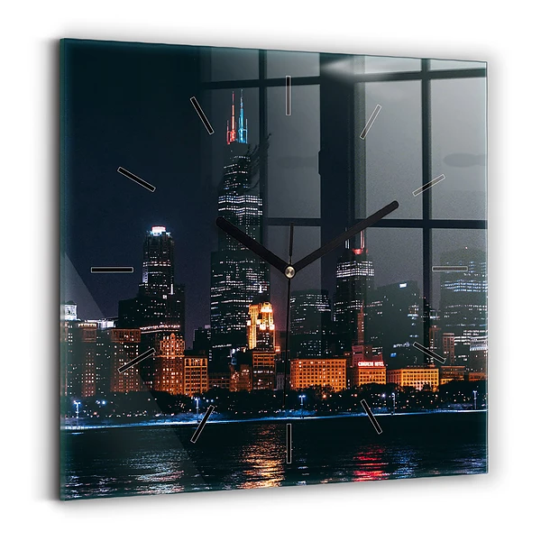 Horloge carrée en verre Paysage urbain de Chicago