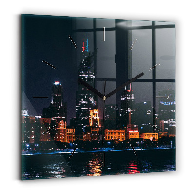 Horloge carrée en verre Paysage urbain de Chicago