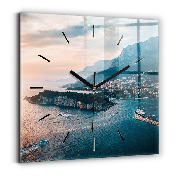 Pendule carrée en verre Île en Croatie