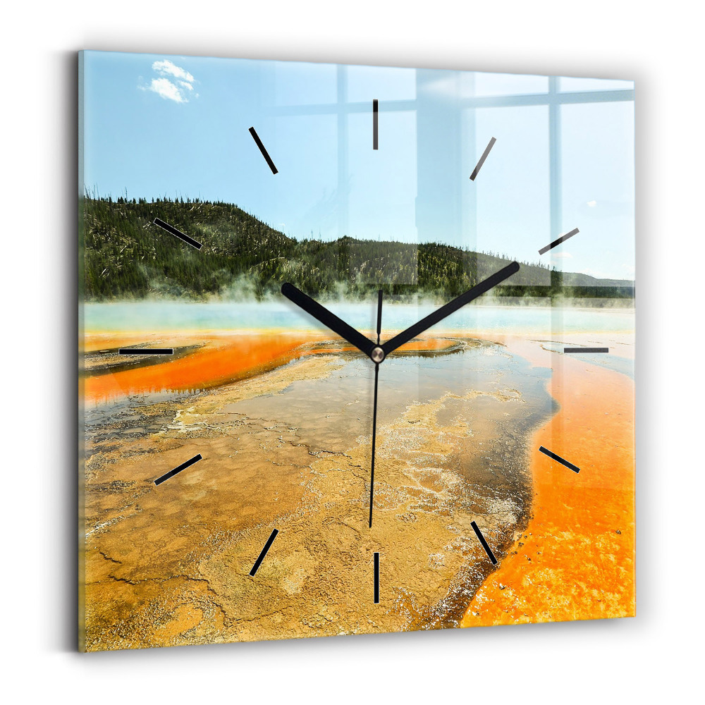Horloge murale carrée Lac avec montagnes