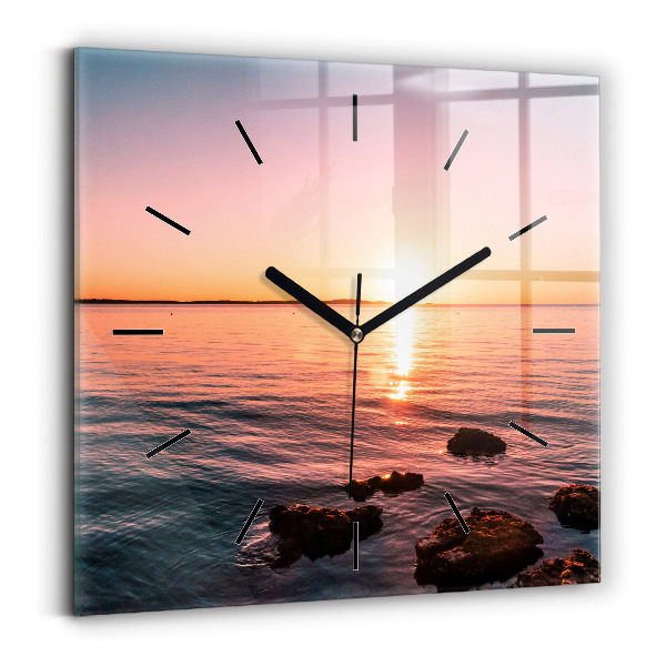 Horloge murale carrée Rochers au coucher du soleil