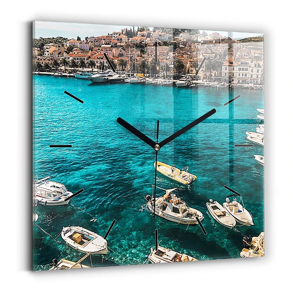 Horloge carrée en verre Bateaux en Croatie