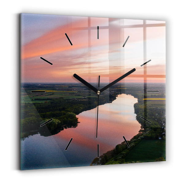 Horloge carrée en verre Vue d'un lac