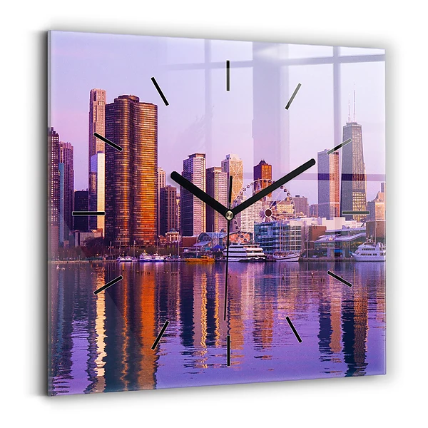 Horloge carrée en verre Vue des gratte-ciel des États-Unis
