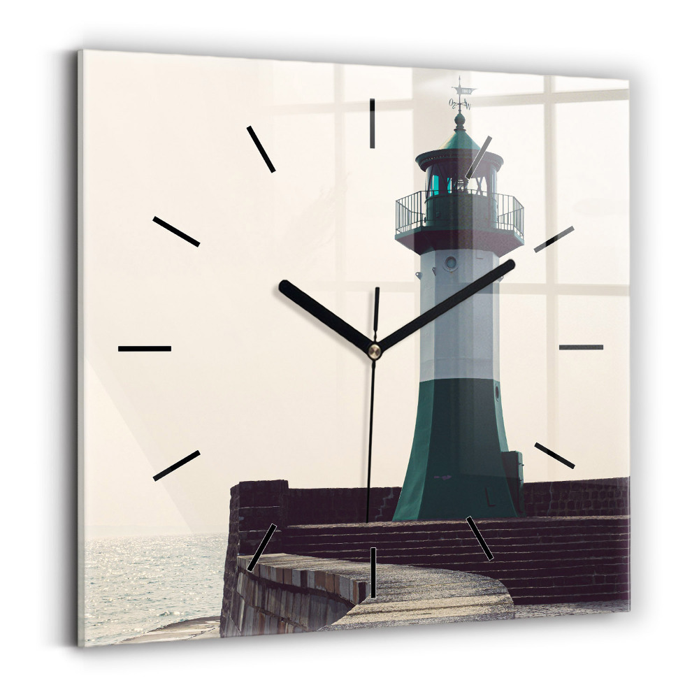 Horloge murale carrée Phare et mer