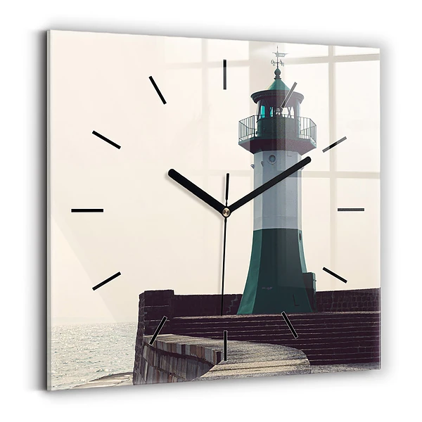 Horloge murale carrée Phare et mer