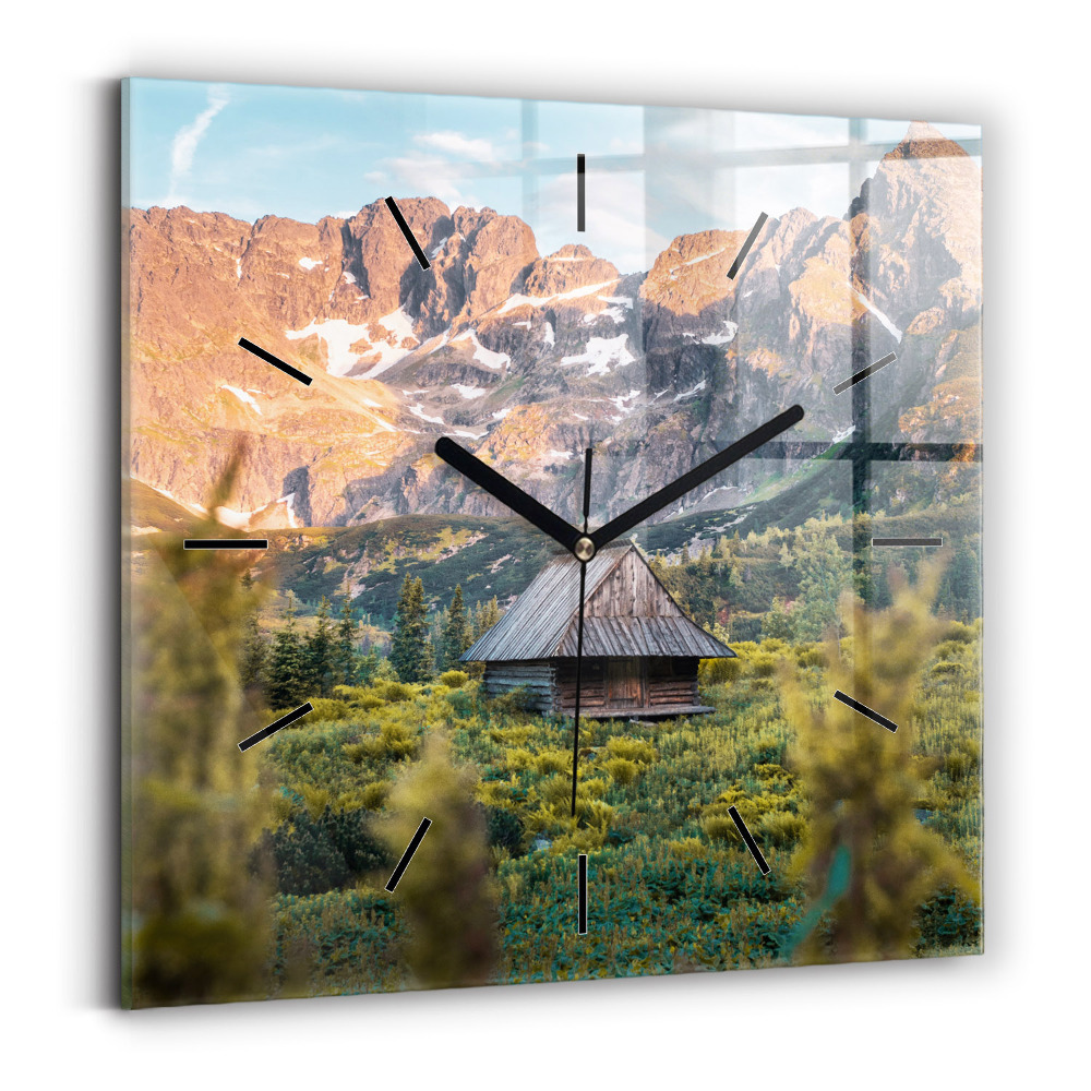 Pendule carrée en verre Chalet dans les Tatras