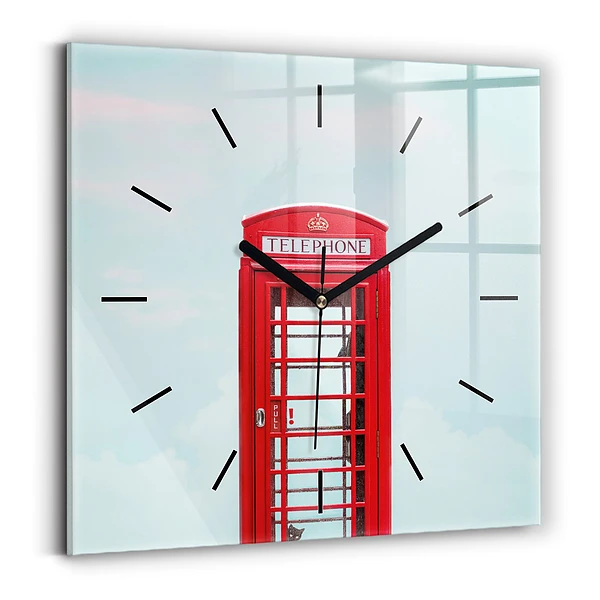 Horloge carrée en verre Cabine téléphonique