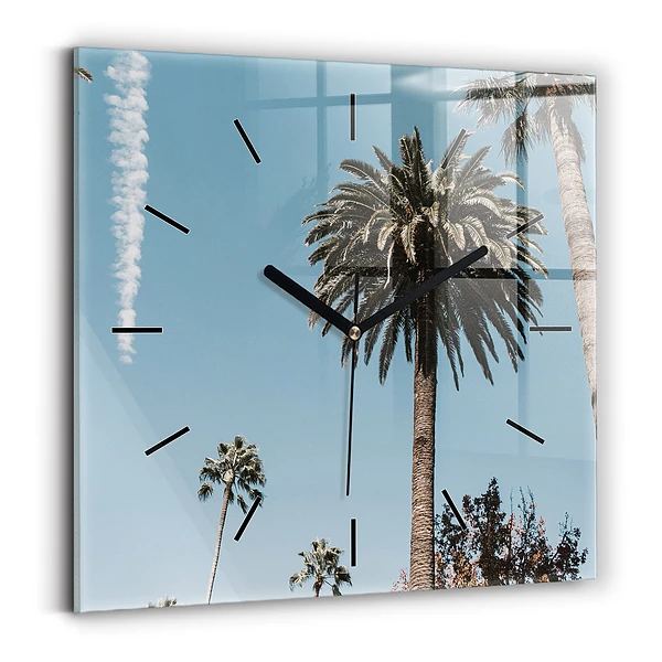 Horloge carrée en verre Palmiers à Los Angeles