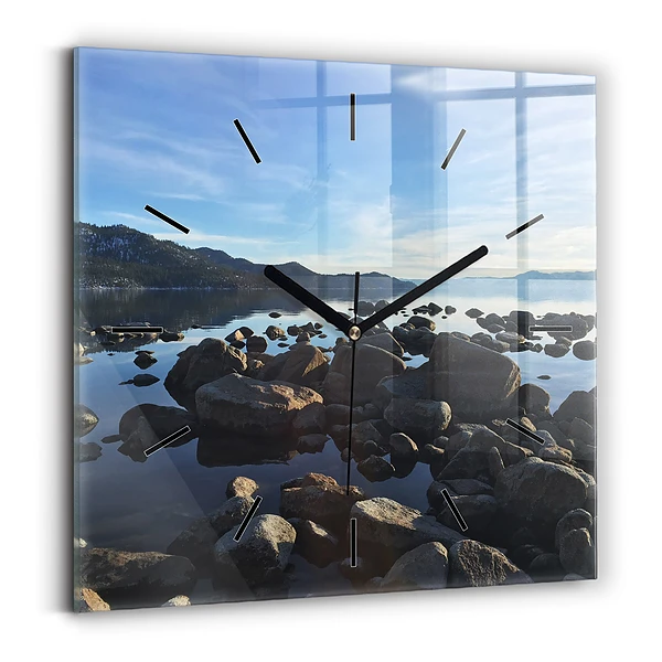 Horloge carrée en verre Vue sur la mer