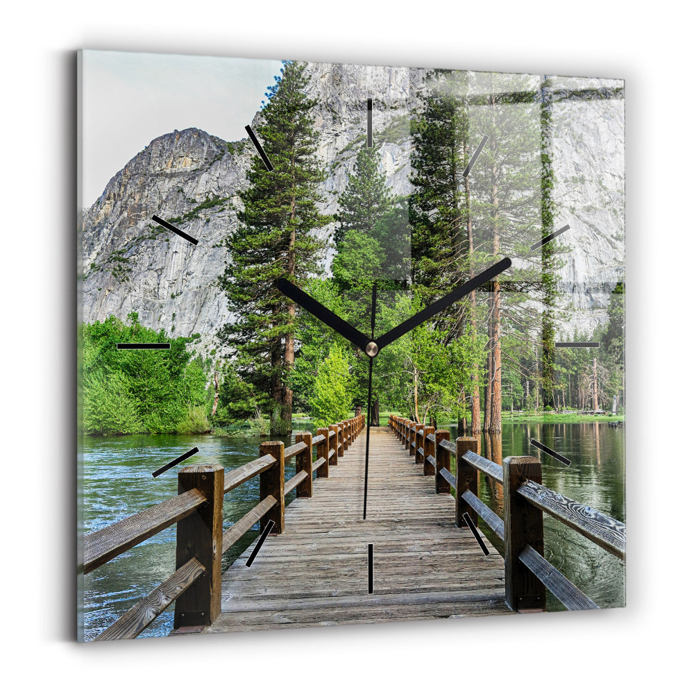 Pendule carrée en verre Pont en bois à Yosemite