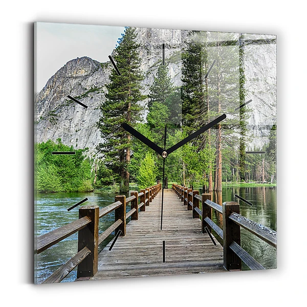 Pendule carrée en verre Pont en bois à Yosemite