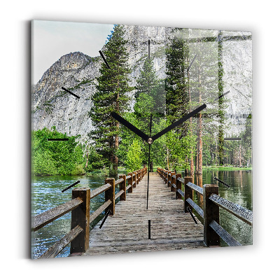 Pendule carrée en verre Pont en bois à Yosemite