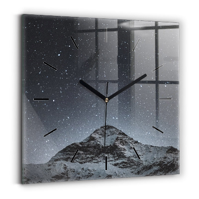 Horloge murale carrée Montagne sous les étoiles