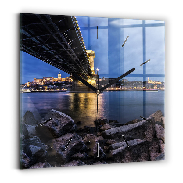 Horloge murale carrée Rivage rocheux sous le pont