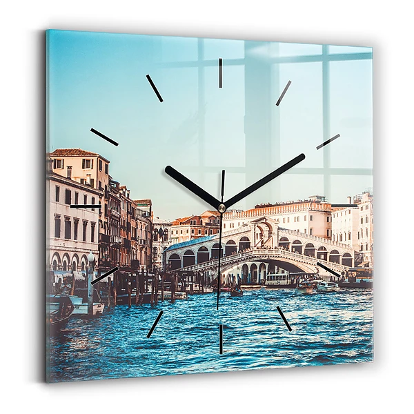 Horloge murale carrée Le pont du Rialto à Venise