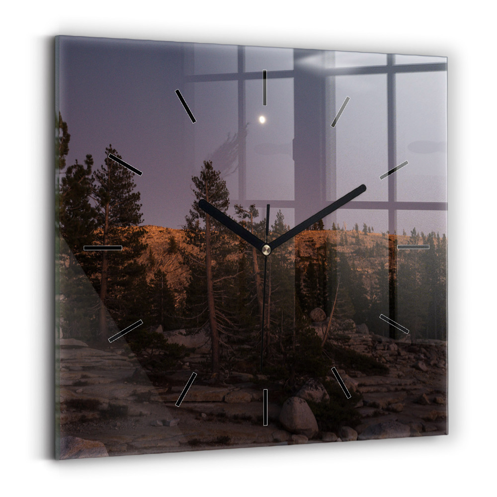 Pendule carrée en verre Route caillouteuse de Yosemite