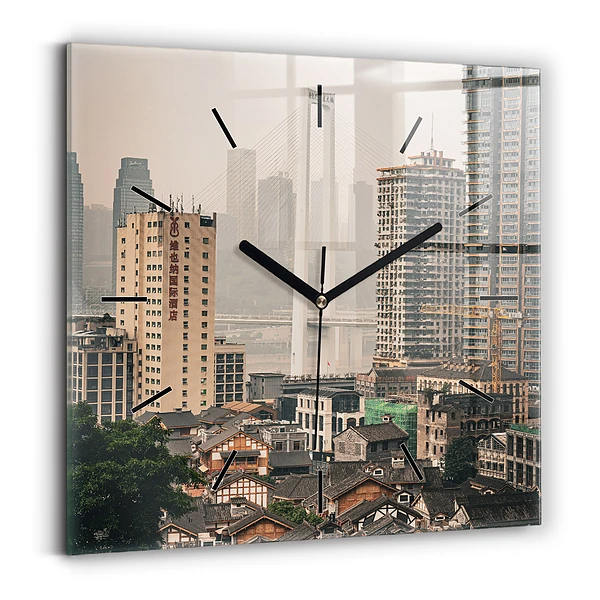 Pendule carrée en verre Vieille ville de Chongqing