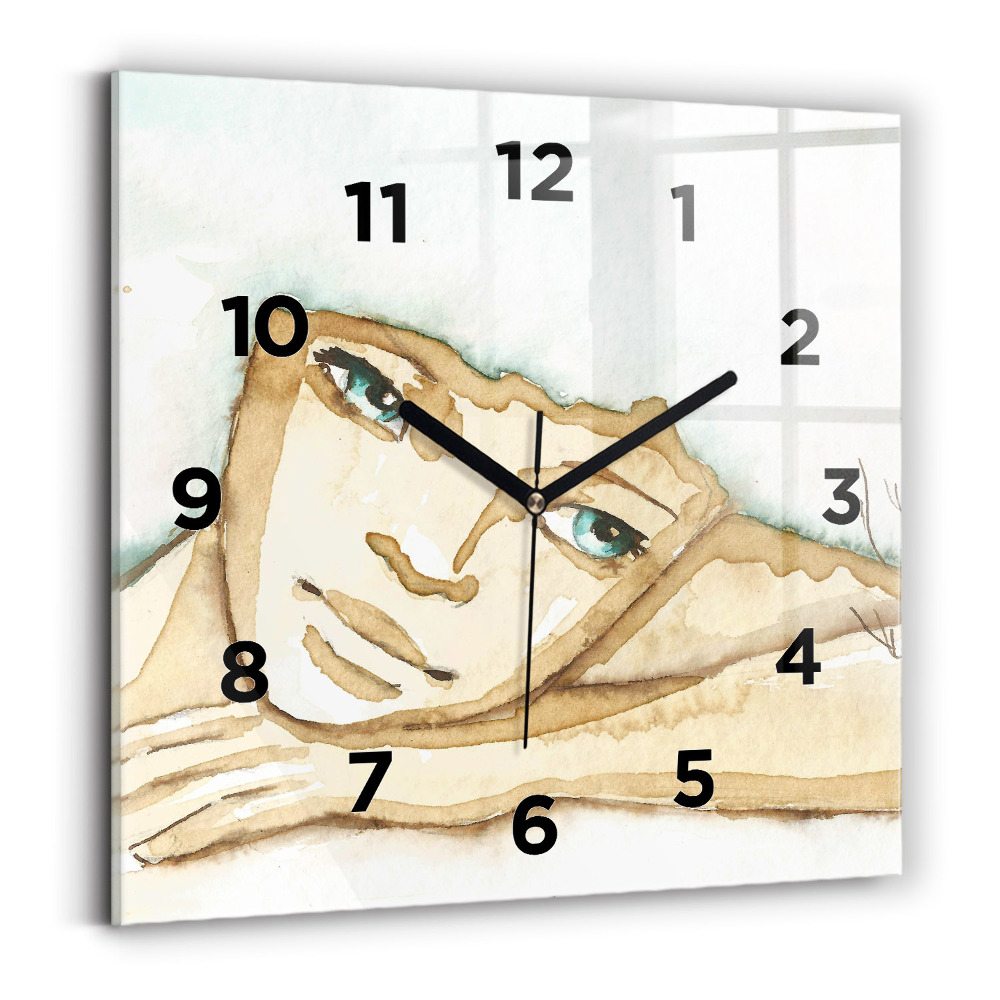 Horloge murale carrée Portrait de femme