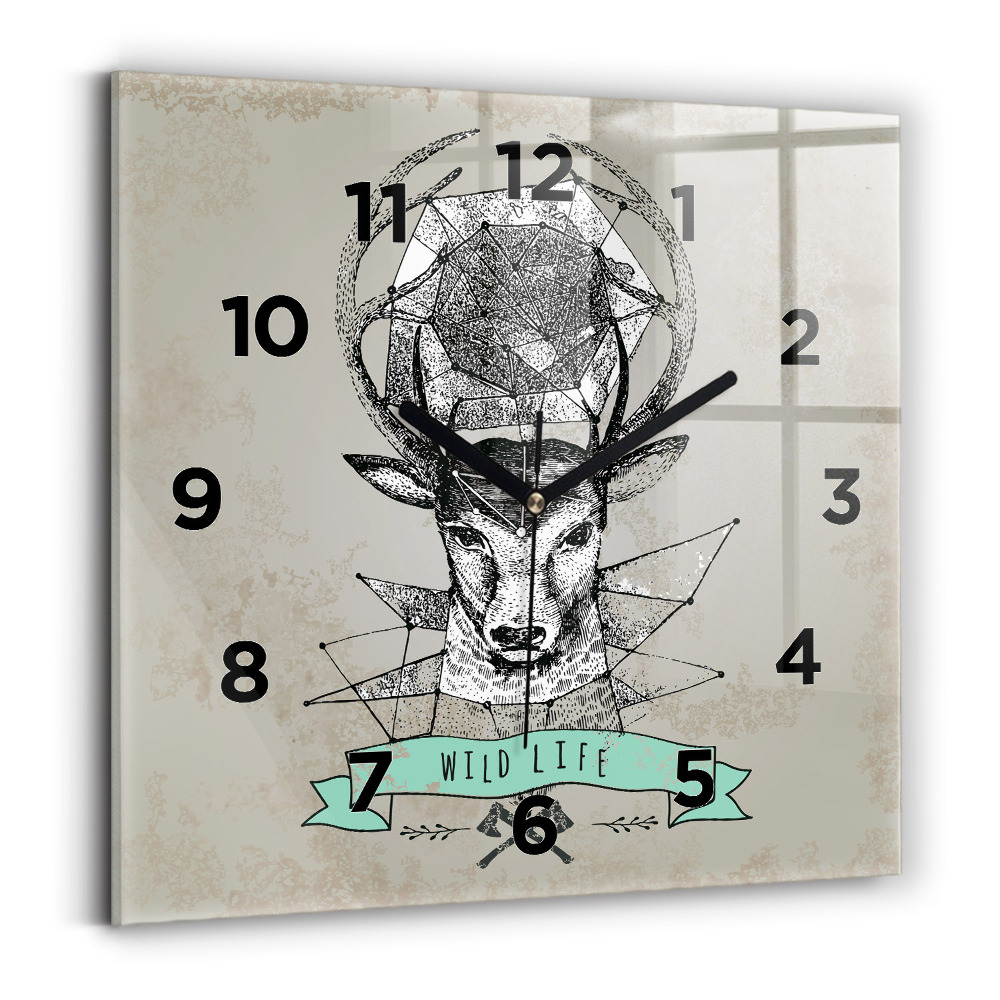 Horloge murale carrée Tête de cerf