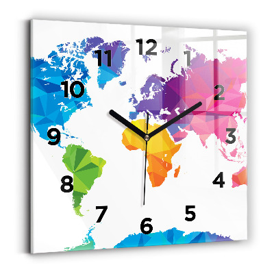 Horloge murale carrée Carte du monde abstraite