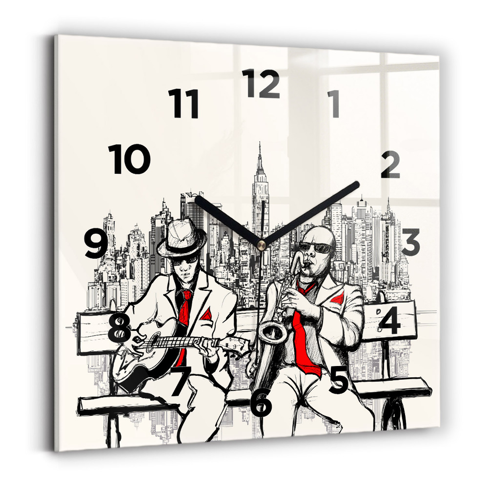 Horloge carrée en verre Jazz à New York