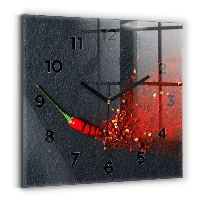 Pendule carrée en verre Poivre rouge épicé