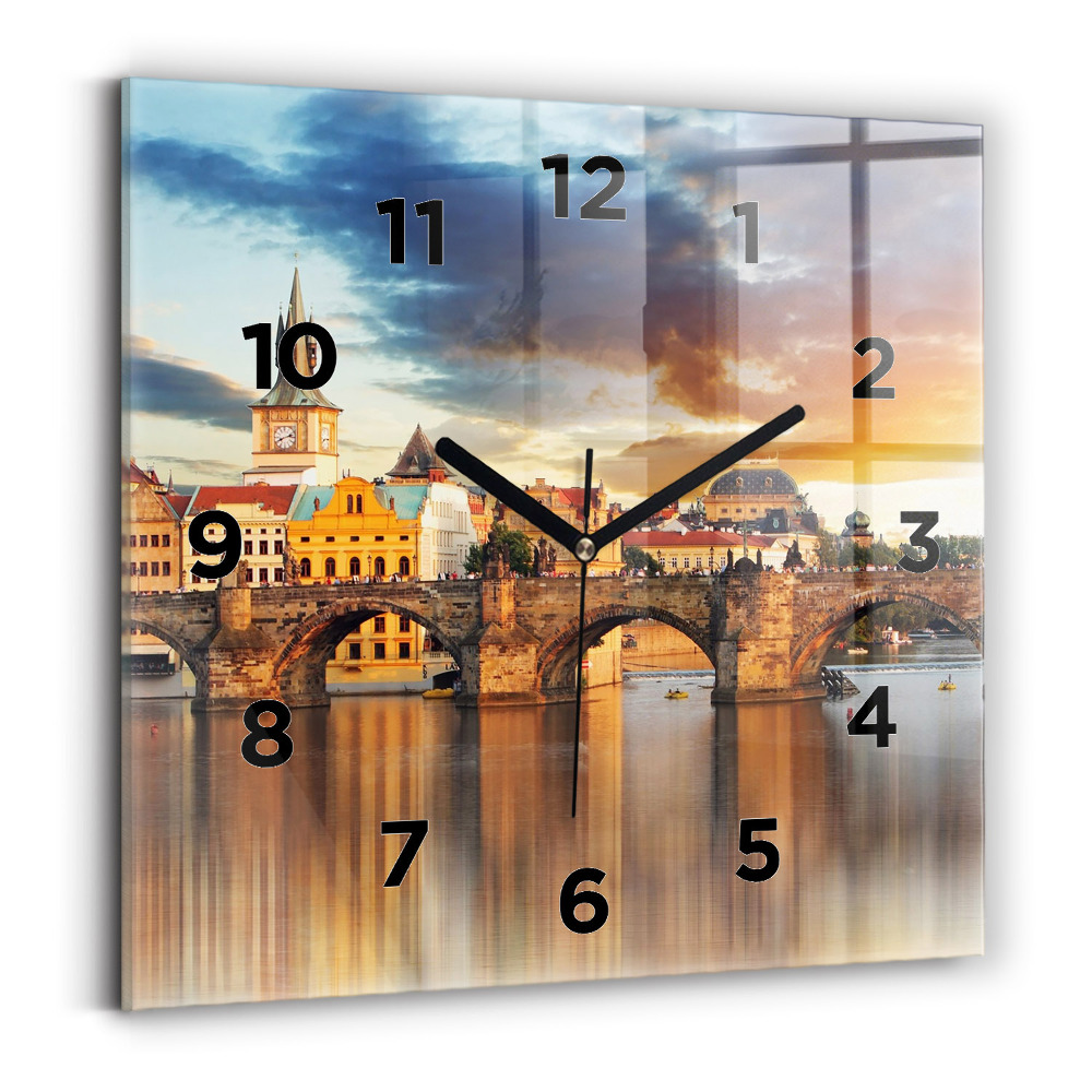 Horloge carrée en verre Panorama sur la rivière