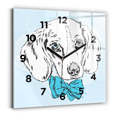 Pendule carrée en verre Chien chiot