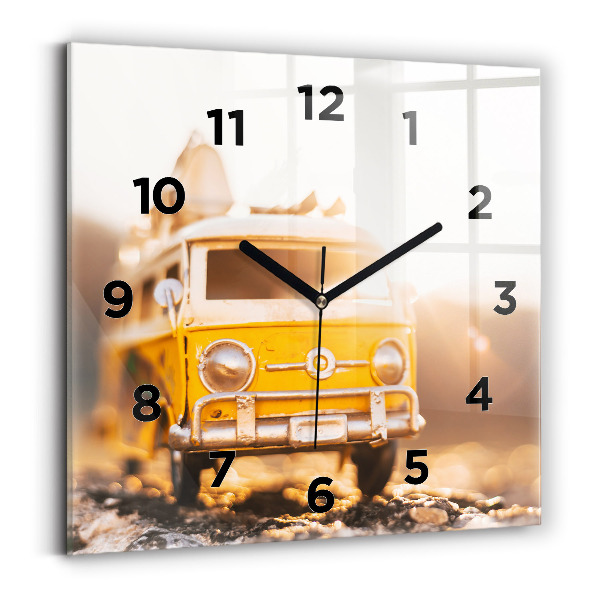 Horloge carrée en verre Voiture en vacances