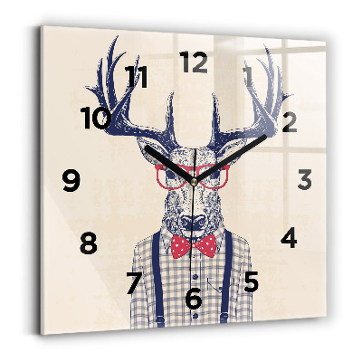 Horloge carrée en verre Cerf en chemise