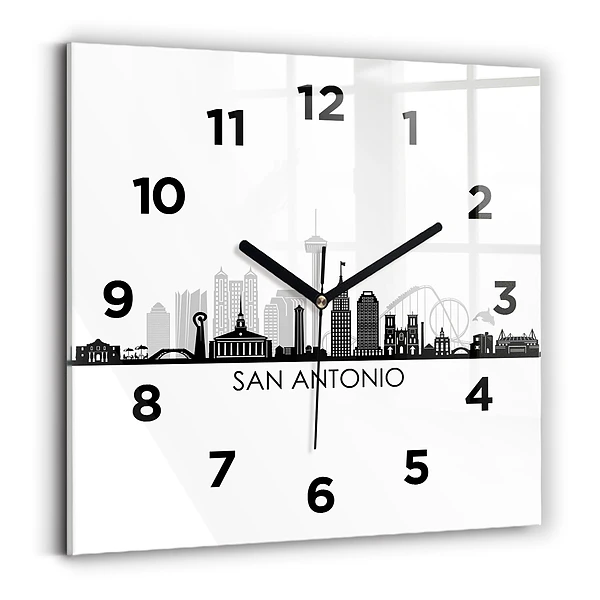 Horloge murale carrée Ville de San Antonio Texas