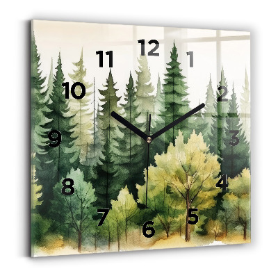 Pendule carrée en verre Paysage forestier