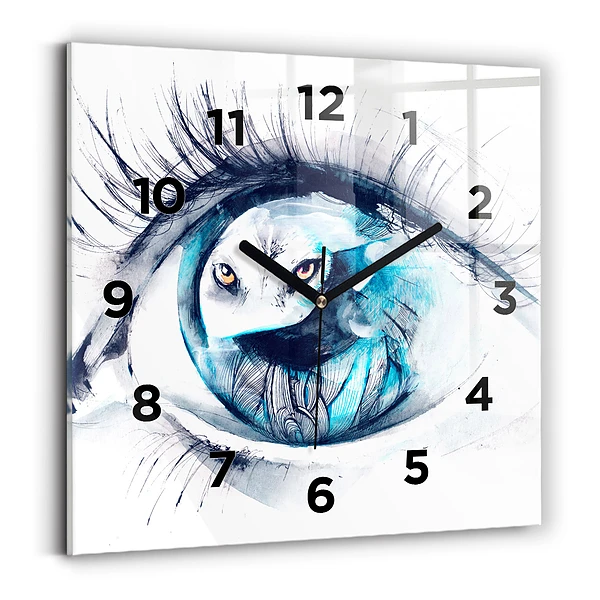 Horloge murale carrée Illustration d'un œil de loup