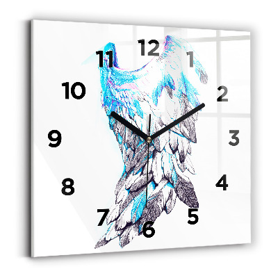 Horloge carrée en verre Imitation d'ailes d'oiseaux