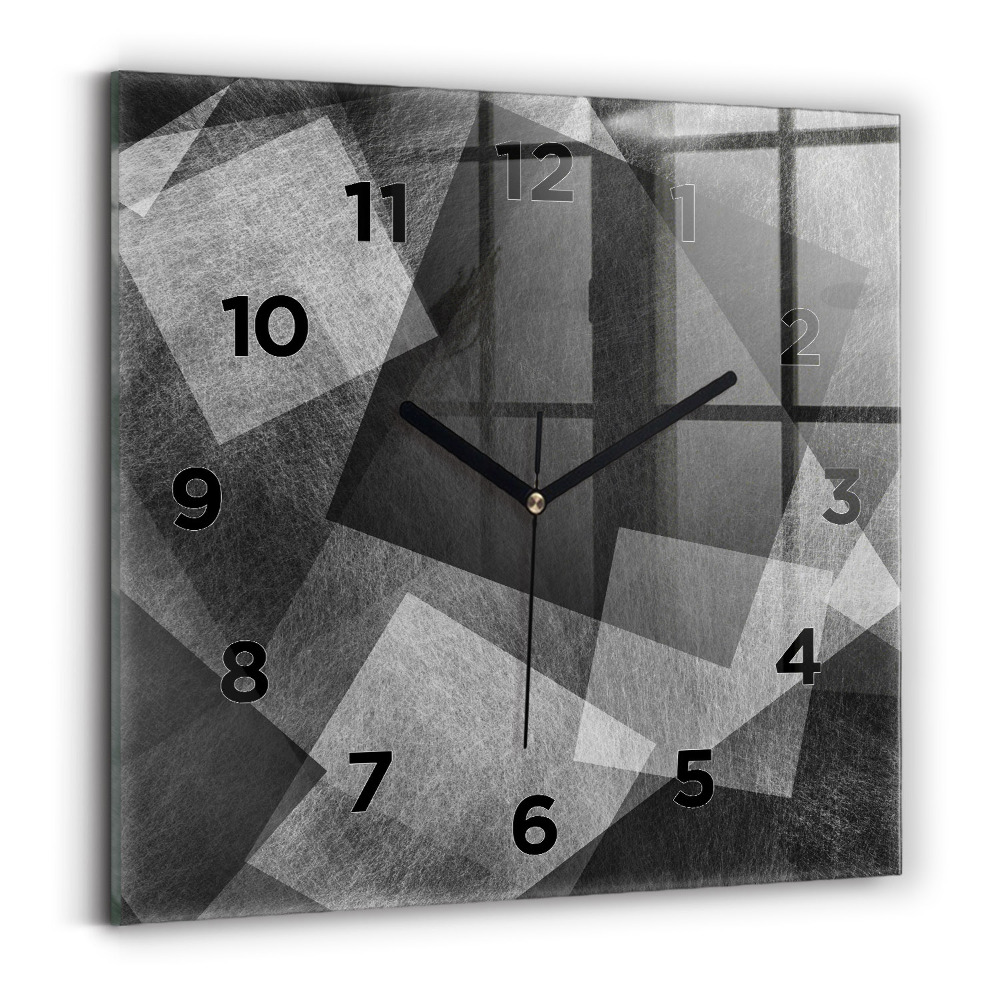 Pendule carrée en verre Abstraction géométrique