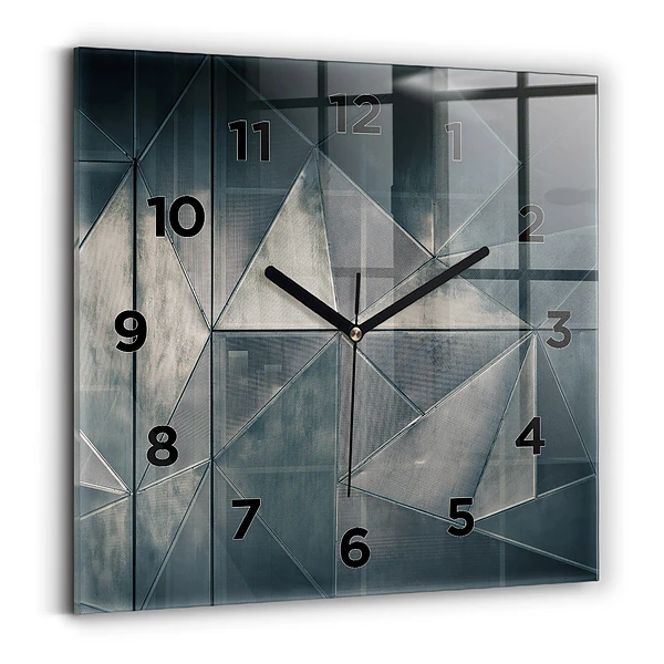 Horloge murale carrée Triangles abstraits en métal
