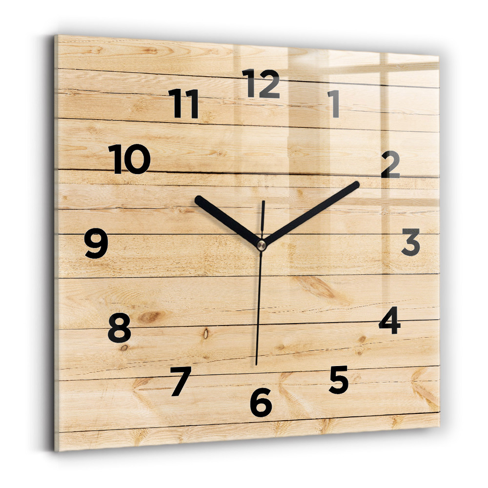 Horloge carrée en verre Planches en bois