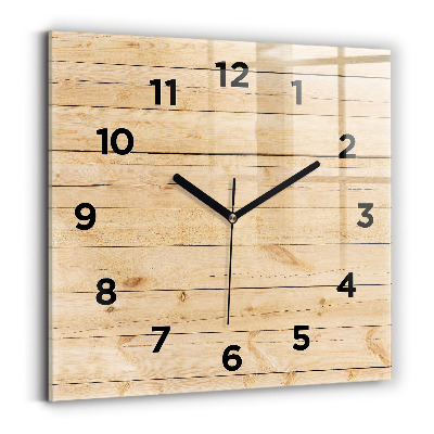 Horloge carrée en verre Planches en bois