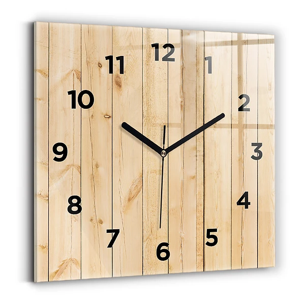 Horloge murale carrée Planches de bois